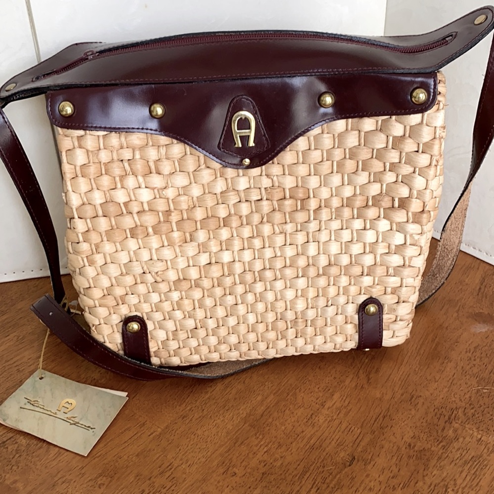 Etienne Aigner straw & leather purse NWT.